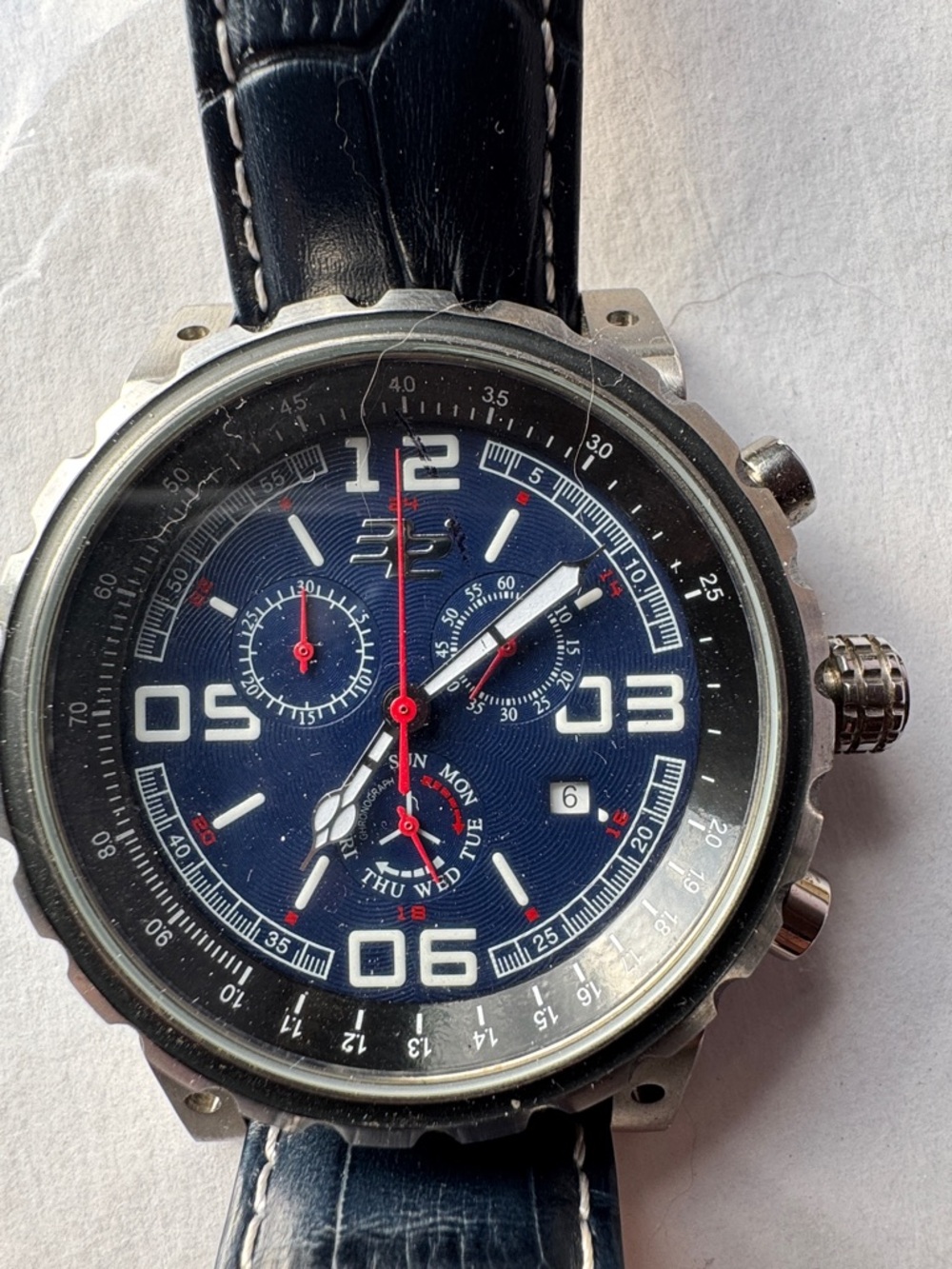 32 Degrees Men's Navy Chronograph Watch with Black Strap